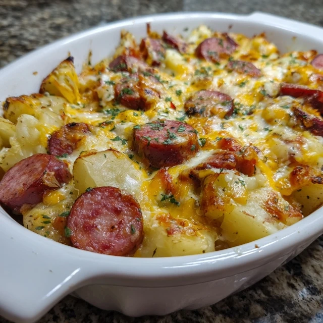 Kielbasa And Cheesy Potato Bake