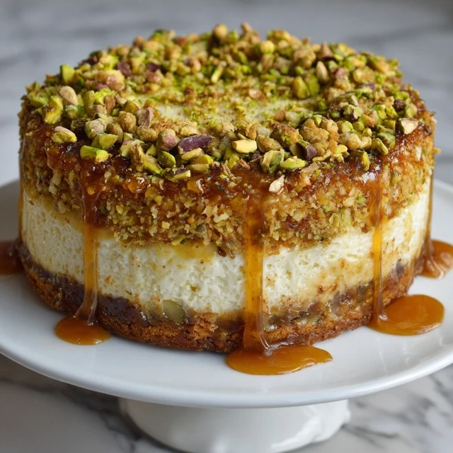 Honey Pistachio Baklava Cheesecake