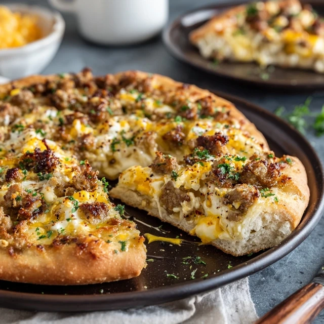 Biscuits and Sausage Gravy Breakfast Pizza