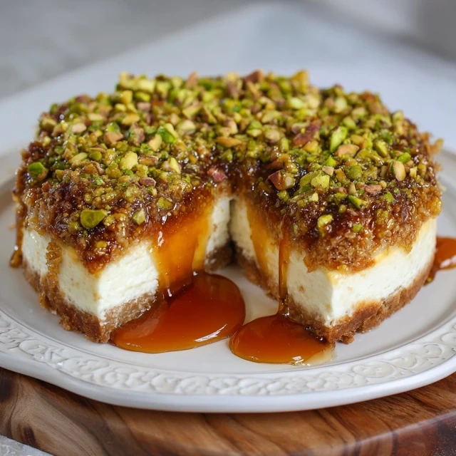 Honey Pistachio Baklava Cheesecake