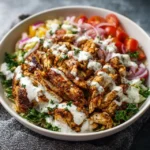 Chicken Shawarma Bowls with Creamy Garlic Drizzle